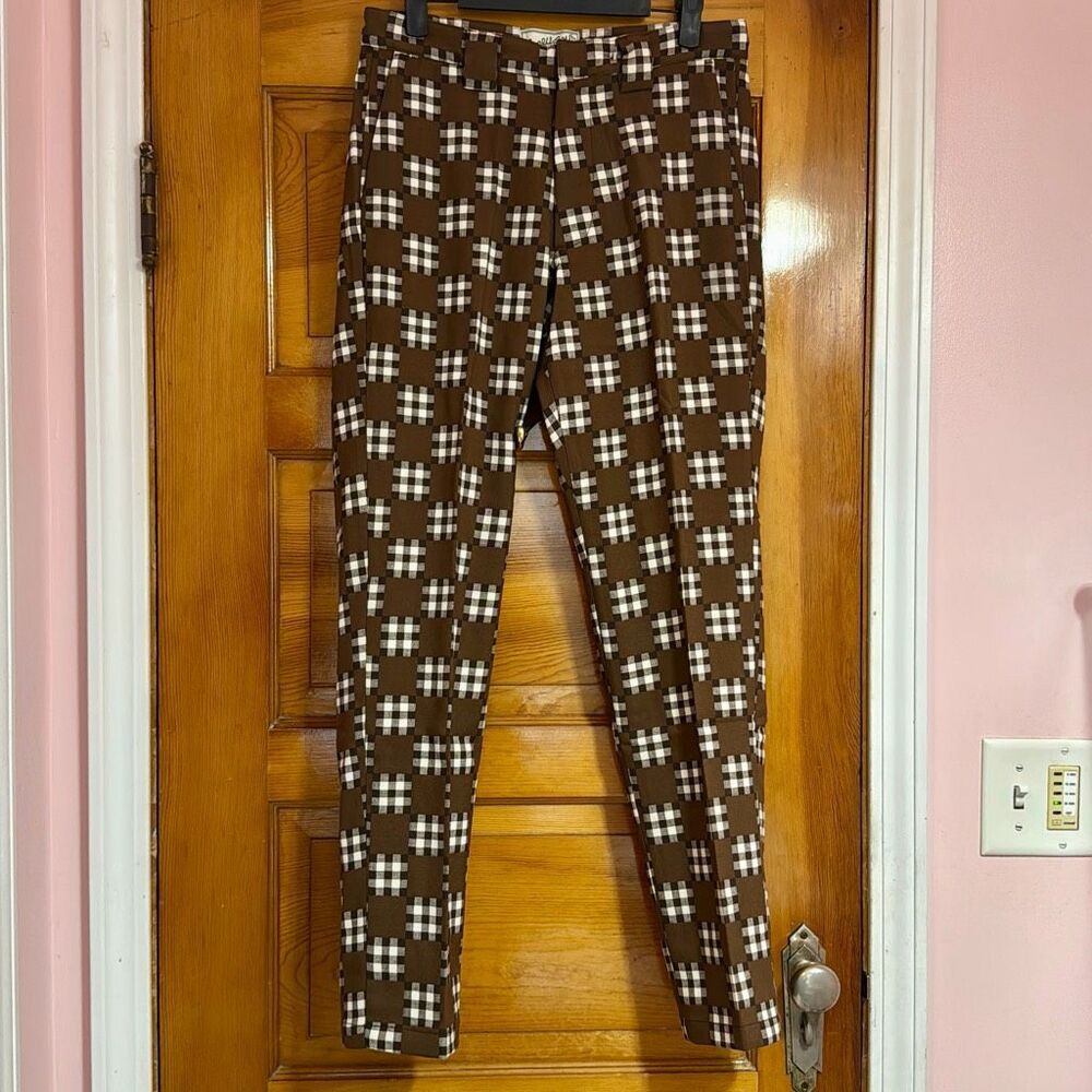 Brown Checkered Men's Chinos